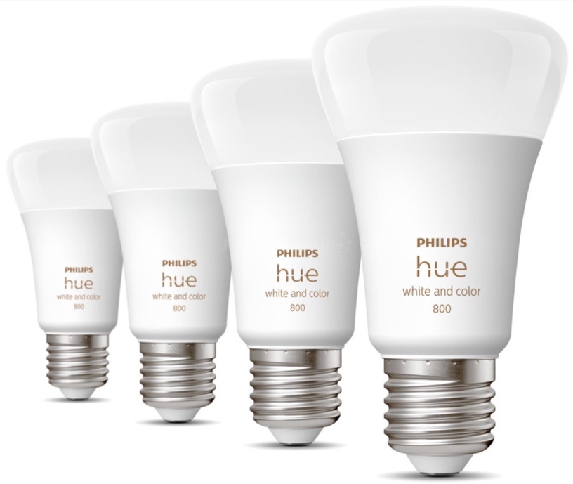 Светодиодная лампочка Philips Hue White & Color LED, многоцветный, E27, 6.5 Вт, 570 - 830 лм, 4 шт.
