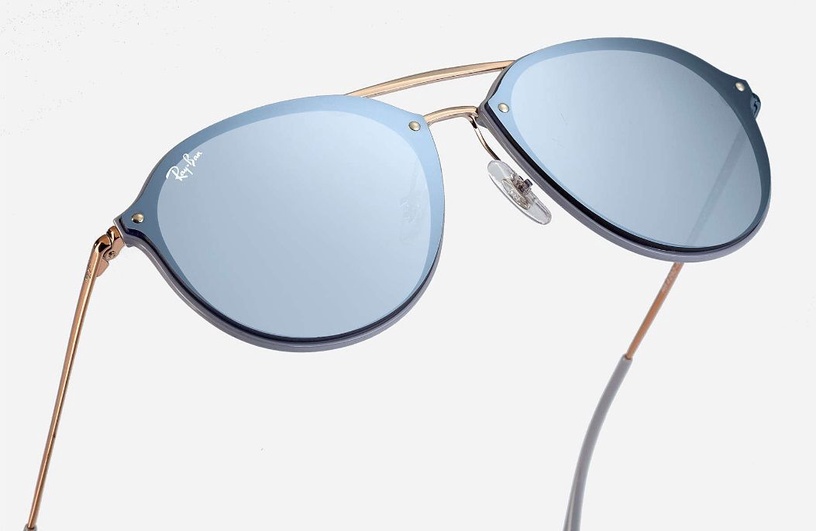 Солнцезащитные очки повседневные Ray-Ban Blaze Double Bridge RB4292N 63261U, 62 мм, синий/золотой