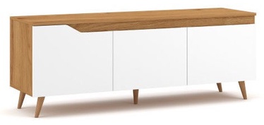 TV-laud Vivaldi Meble Tue Gold Craft, valge/tamm, 1400x400x520 mm
