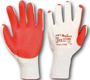 Рабочие перчатки Artmas 12 pairs, хлопок/поливинилхлорид (пвх), белый/красный, 12 шт.