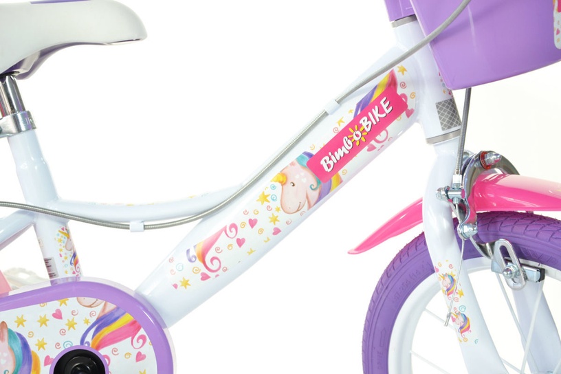 Детский велосипед Bimbo Bike Unicorn, белый/фиолетовый, 16″