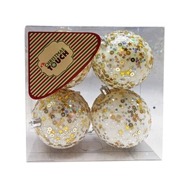 Ziemassvētku eglītes rotaļlieta Christmas Touch N3/8004YST Gold, 80 mm, 4 gab.