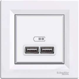 Kontaktdakšiņu savienotājs Schneider Asfora USB SOCKET, balta