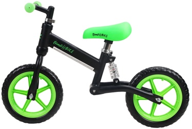 Балансирующий велосипед, детский Bimbo Bike Runner, черный/зеленый, 12″