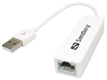 Adapter Sandberg USB to RJ45 USB 2.0 A male, RJ-45 female, valge