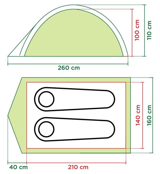 Dvivietė palapinė Coleman Darwin 2 2000012145, žalia/pilka