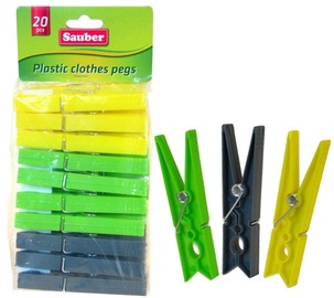 Sauber Laundry Pegs Plastic 20PCS Green/Yellow/Grey