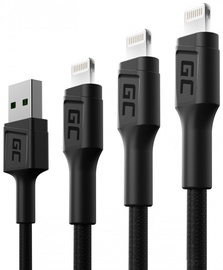 Провод Green Cell KABGCSET04, Lightning/USB, 1.2 м, черный