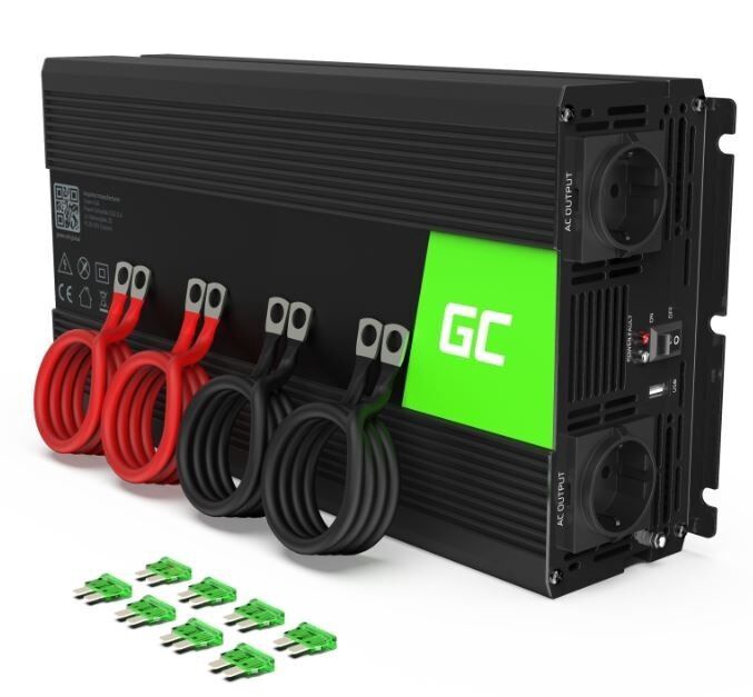 Трансформатор напряжения Green Cell Converter 12V To 230V 3000W/6000W, черный