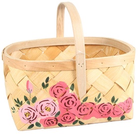 Verners Wood Basket 39x26x20 With Flowers