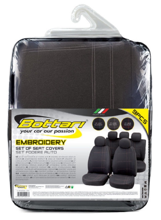 Automašīnu sēdekļu pārvalks Bottari Embroidery Seat Cover Set Black Grey