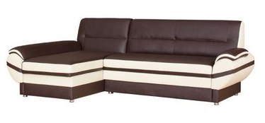 Bodzio Livonia Left Corner Folding Sofa Eco Leather Brown/Cream