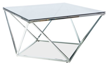 Журнальные столики Modern Silver A, прозрачный/серебристый, 800 мм x 800 мм x 450 мм