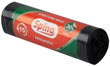Spino Garbage Bags 33my 30l 15Pcs Black
