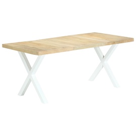 Pusdienu galds VLX Solid Mango Wood 283781, balta/gaiši brūna, 1800 mm x 900 mm x 760 mm