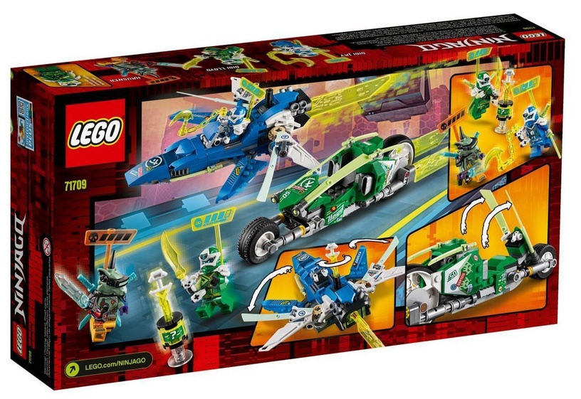 Konstruktorius LEGO Ninjago Jay ir Lloyd greitieji lenktynių automobiliai 71709, 322 vnt.