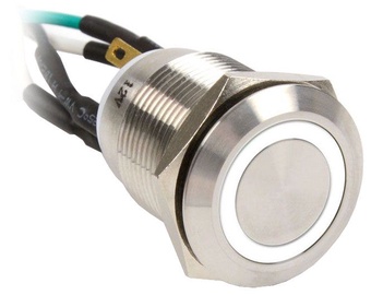 Impactics Push Button Silver 19mm IP67 LED White