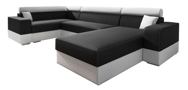 Stūra dīvāns Idzczak Meble Infinity Super Black/White, 332 x 185 x 93 cm