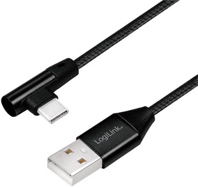 Logilink USB-A To USB-C 90° Angled Cable Black 1m