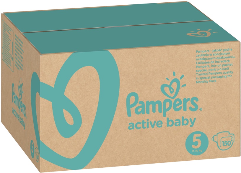 Sauskelnės Pampers Active Baby, 5 dydis, 16 kg, 150 vnt.