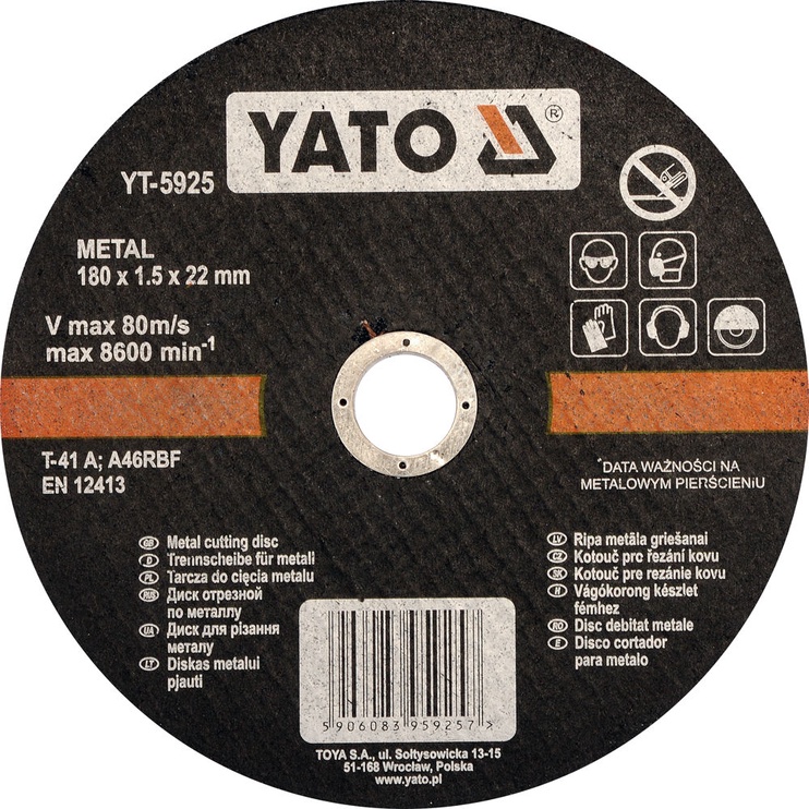 Пильный диск для углошлифовальной машины Yato, 180 мм x 1.5 мм x 22.23 мм