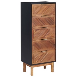 Комод VLX Solid Acacia Wood, черный/темно коричневый, 45x32x115 см
