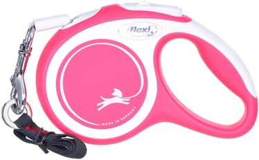 Automātiskā pavada Flexi New Comfort, balta/sarkana, 3 m