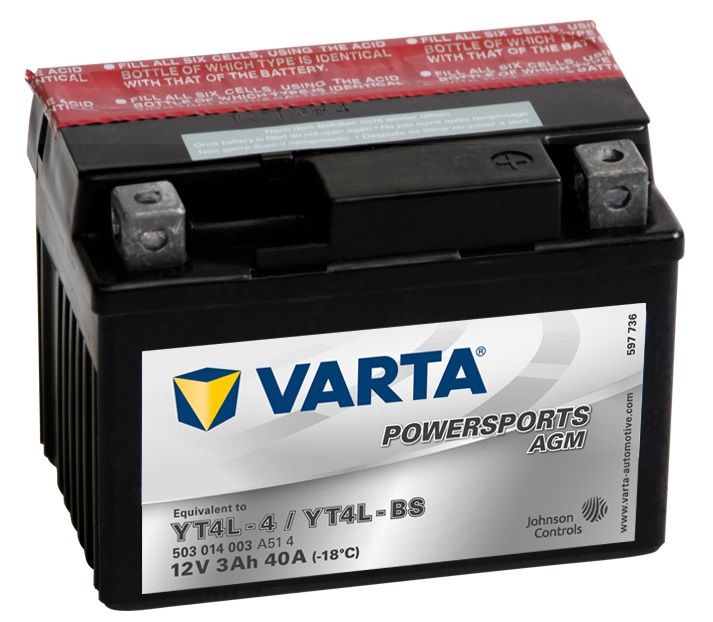 Akumuliatorius Varta Powersports AGM YT4L-4 / YT4L-BS, 12 V, 3 Ah, 40 A