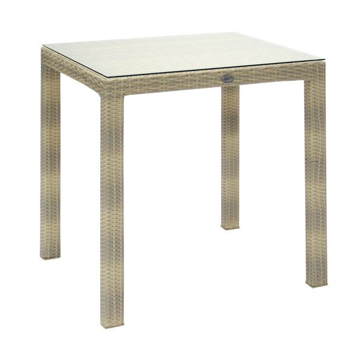 Lauko stalas Home4you Wicker, smėlio, 73 cm x 73 cm x 71 cm