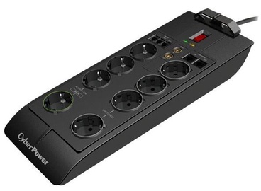 Cyber Power Surge Protector 8 Outlet Black 2.4m