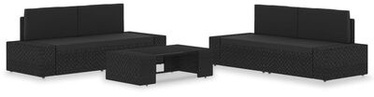 Välimööbli komplekt VLX Garden Lounge Set Poly Rattan, must, 4 istekohta