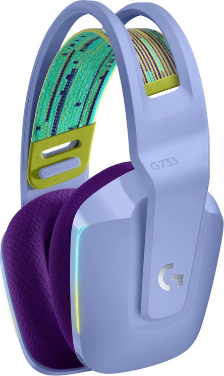 Беспроводные накладные наушники специально для компьютерных игр, c креплением, беспроводные Logitech G733, фиолетовый