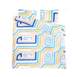 Voodipesukomplekt Domoletti Jagruti B, sinine/valge/roheline, 200x220
