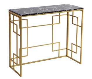 Konsoles galds Home4you Marble Black 2 Gold/Black, 800x330x700 mm