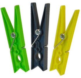 Sauber Laundry Pegs Plastic 10PCS Green/Yellow/Grey