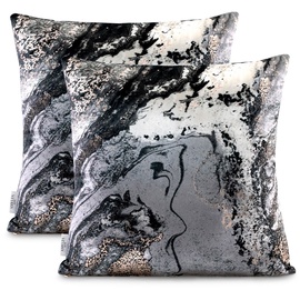 AmeliaHome Nancy Pillowcase 45x45 Black/Gold 2pcs