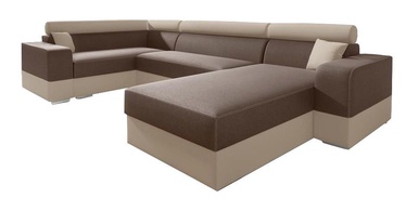 Stūra dīvāns Idzczak Meble Infinity Super Brown/Beige, kreisais, 332 x 185 x 93 cm