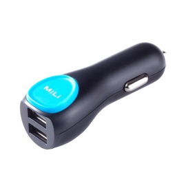 Laadija Mili, DC/2 x USB, sinine/valge