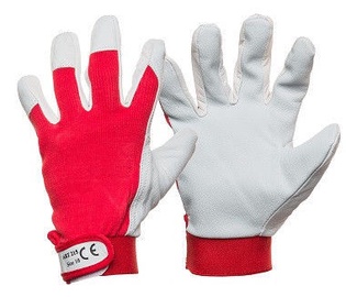 Рабочие перчатки DD, натуральная кожа, белый/красный, 10
