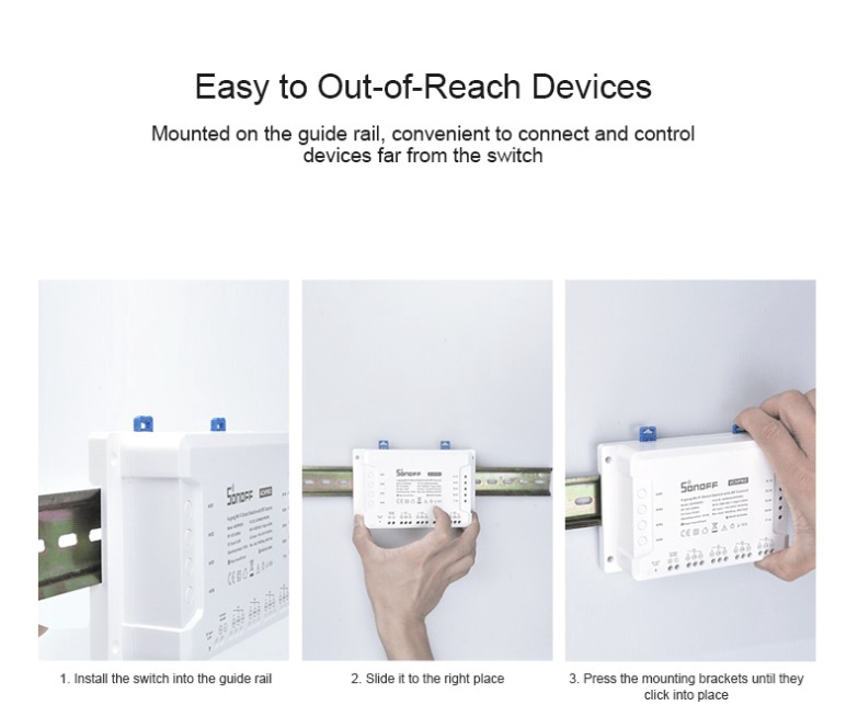 Умный 4-местный переключатель c Wi-Fi и радиочастотным управлением Sonoff 4CHPROR3