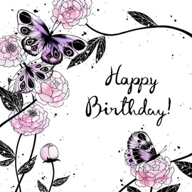 Clear Creations Butterflies & Peonies Birthday Card CL2506