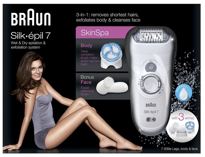 Эпилятор Braun Silk-epil 7-939E, белый/серебристый