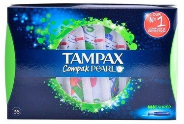 Higiēniskie tamponi Tampax Pearl Compak, Super, 36 gab.