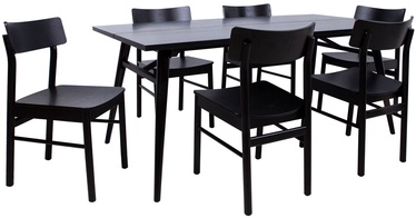Odense Dining Table Set 6 Chairs Black