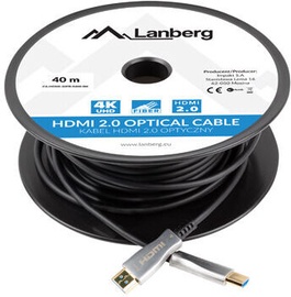 Laidas Lanberg HDMI 2.0 Optical Cable HDMI 2.0, HDMI 2.0, 40 m, sidabro