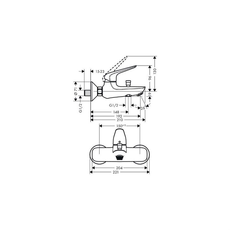 Vonios maišytuvas Hansgrohe Novus 71040000, chromo