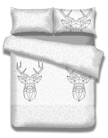 Gultas veļas komplekts AmeliaHome Snuggy, balta/pelēka, 155x220/80x80 cm