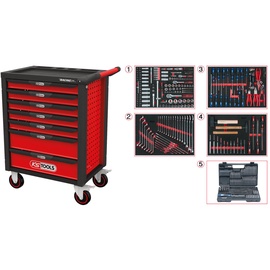 KSTools RACINGline Tool Cabinet w/ 7 Drawers And 515 Premium Tools Red/Black