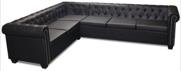 Угловой диван VLX Chesterfield 243617, черный, 260 x 205 x 37 см