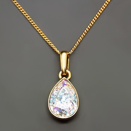 Diamond Sky Pendant Crystal Drop White Patina With Swarovski Crystals